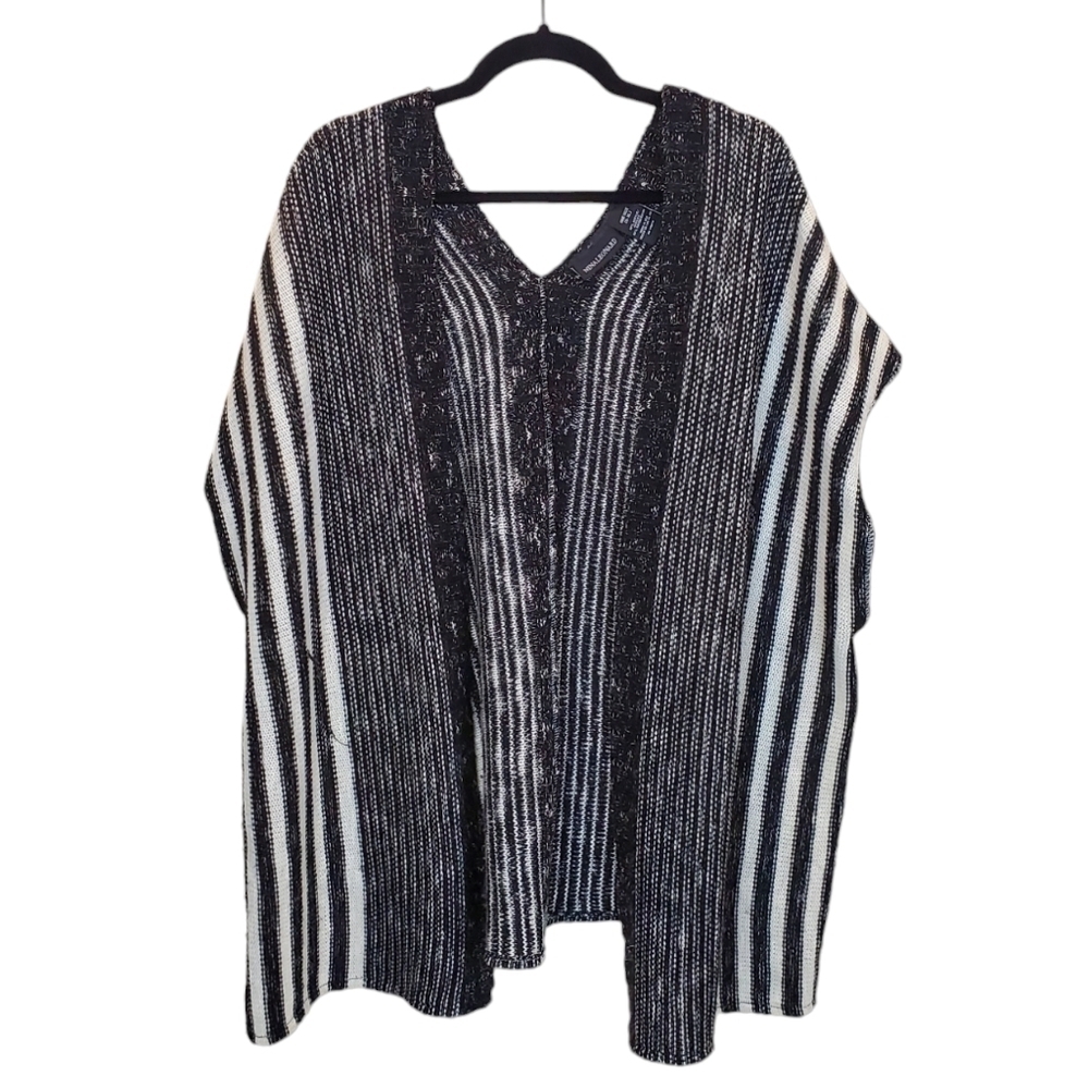 Nina Leonard black stripe Sleeveless cardigan sweater - Picture 1 of 9